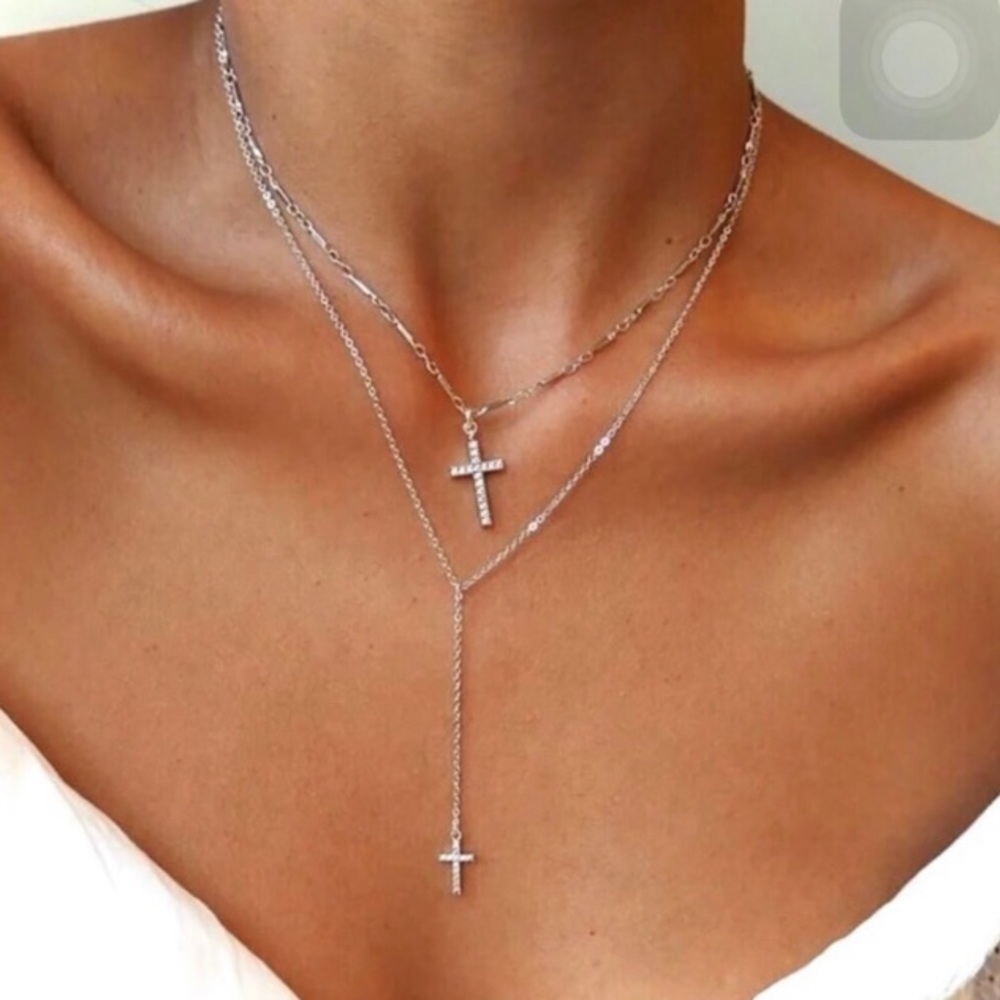NEW “Forever Faith” Layered Cross Diamond Necklace - Picture 7 of 7